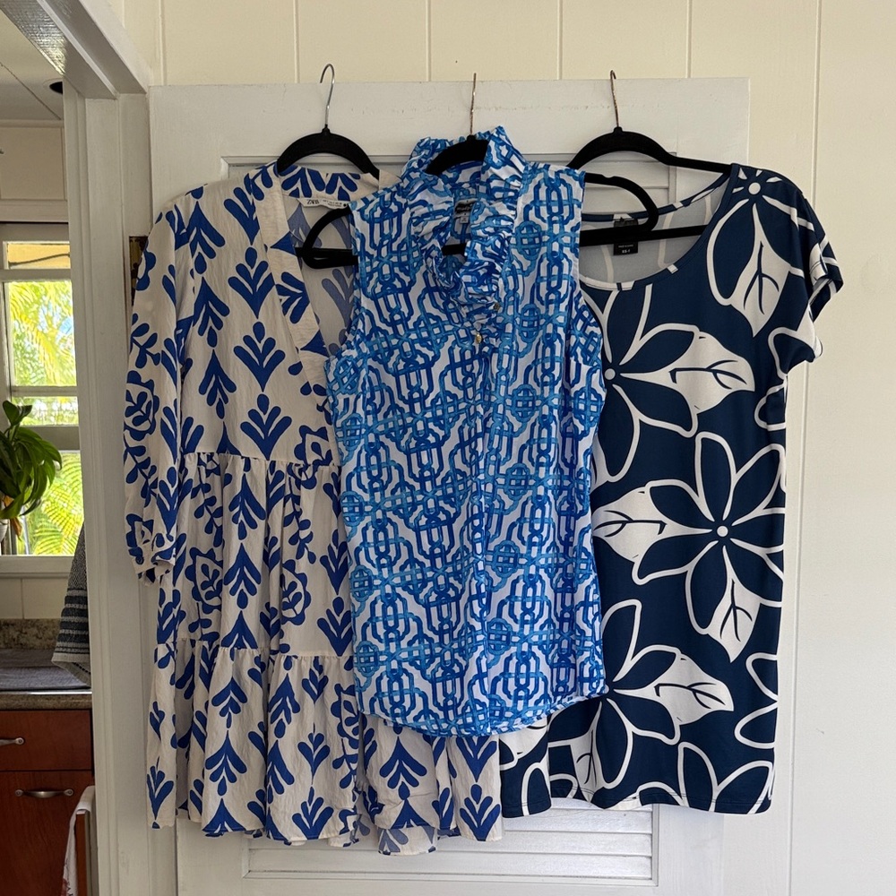 *SOLD* Blue and White Dresses (2) and 1 Top